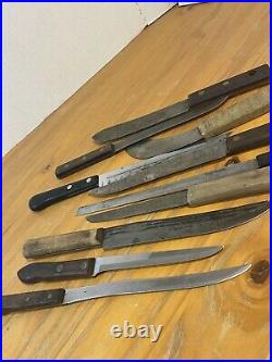 10 Piece Knife Lot Wooden Plastic Handles Robeson Ekco USA
