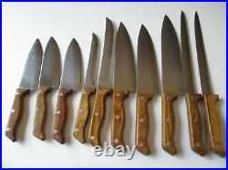 10pc Mighty Oak Imperial Wood Handle Kitchen Chefs Butcher Knife Knives Lot Set