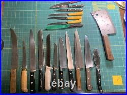 19 LOT Vintage Knives Premium Chef Sabatier Dexter Cutco Miyabi Swiss German etc