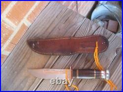 1930s Vintage 5 Blade KA-BAR Carbon Hunting Knife & Sheath USA