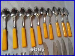 1940s Valley Forge Cutlery Butterscotch Flatware Set Phenol Resin 20 pieces