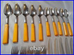 1940s Valley Forge Cutlery Butterscotch Flatware Set Phenol Resin 20 pieces