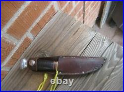 1940s Vintage 4 Blade MARBLE Carbon Hunting Knife & Sheath USA