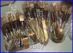 1950s Siam Rosewood & Brass Flatware (37 Pieces)