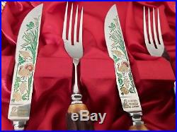 1960 Antique German Stainless&Carved Stag Handles Cutlery And Meat Carving Set