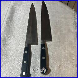 2 VINTAGE Rowoco SABATIER RINO nt 9.5 SS (INOX) BLADE Chef Knives FRANCE