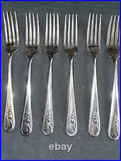 38 Pc -EKCO Stainless Flatware Service For 6 EKS55 USA Vintage Lily-of-valley