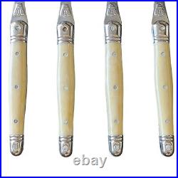 4 Laguiole-Ivory Bee Stainless by Jean Dubost 6 Teaspoons Made in France