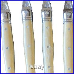 4 Laguiole-Ivory Bee Stainless by Jean Dubost 6 Teaspoons Made in France