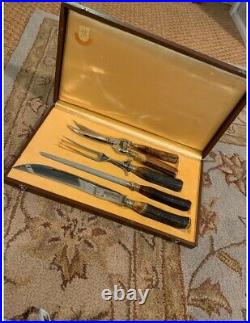 4 Piece Antique J. A. Henckels Solingen Germany Carving Set with Box Used