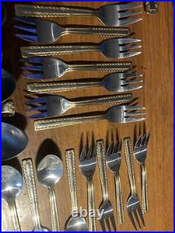 45 Piece Solingen Germany Design Gold Plated Flatware Set 18/10 Stainless