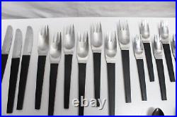 47 Pc. Stanley Roberts MCM Danish Modern Stainless Steel Set with Black Handles