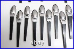 47 Pc. Stanley Roberts MCM Danish Modern Stainless Steel Set with Black Handles