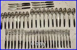 47 Pieces Kingston Stainless Flatware Silverware Black Canoe Japan Forks Spoons+