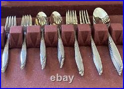 50 Pc Service For 8 Oneida OUR FOREVER ROSE Stainless Mid Century 1950s USA