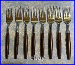 55 Pc (8 Complete Place Settings) Hearthside Stainless Flatware Faux Wood Japan