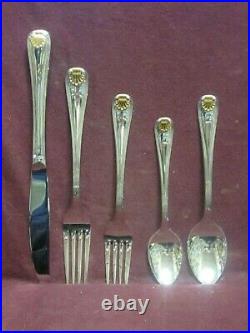 5pc place setting Gorham Stainless GOLDEN SHELL 18/8 JAPAN