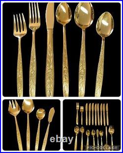 60 Pc Stanley Roberts Golden Granata Flatware Gold Electroplate Service for 8