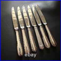 6x HALLMARKED CHRISTOFLE FRANCE ASSORTED DECO HANDLES MAIN TABLE DINNER KNIVES