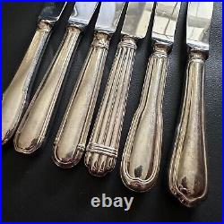 6x HALLMARKED CHRISTOFLE FRANCE ASSORTED DECO HANDLES MAIN TABLE DINNER KNIVES