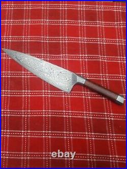 8 Hand Forged Double Integral Damascus Gyuto Chef knife. Padauk Wood Handle