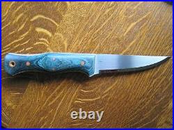 AA Forge Camper-In Handmade Knife With Blue Dymalux Handle BRAND NEW