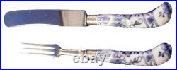 Antique 19thC Meissen Porcelain Blue Onion Knife & Fork Handle Porzellan Cutlery