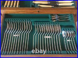 Antique Arts & Crafts Cutlery Canteen Silver Plate Large 87-Pc 12 Place Setting