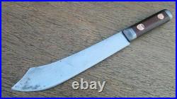 Antique Custom Italian Chef's Bolstered Carbon Steel Butcher Knife RAZOR SHARP