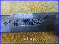 Antique FRIEDR. HERDER ABR. SOHN Solingen Germany Carbon Steel Knife Spade Inlay
