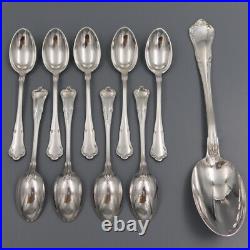 Antique German Solid Silver Flatware Set 36pc 9 Person Rococo Spoon Fork Knife