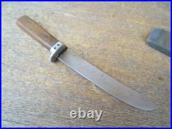 Antique I. WILSON Sheffield Carbon Steel Butcher Knife withFinger Guard SHARP