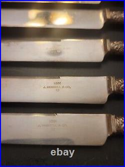 Antique J. Russell & Co Set of 12 8 Dinner Knives MOP Handle Sterling Band