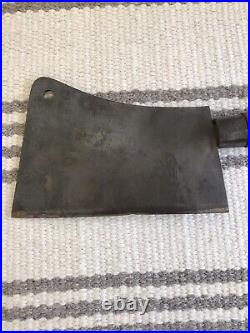 Antique Meat Cleaver Knife Wooden Handle