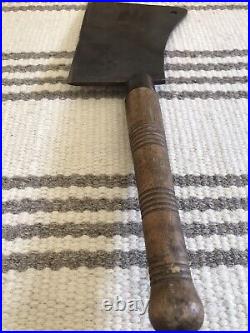 Antique Meat Cleaver Knife Wooden Handle