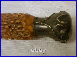 Antique Meridan Cutlery BLACK FOREST STAG HORN Antler Handle Knife Sterling