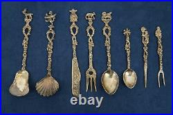 Antique Repousse Set Consisting of Fork, Spoon, Knife & more Free Shipping USA