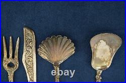 Antique Repousse Set Consisting of Fork, Spoon, Knife & more Free Shipping USA
