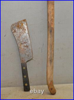 Antique hog splitter early cleaver collectible butcher tool carbon steel