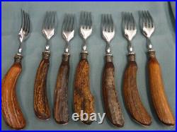 Asprey Cutlery Set 7 Knives Forks Rustless Bone Antler Horn Handle