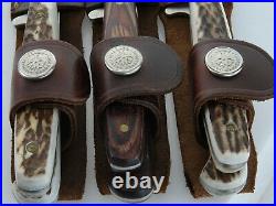 Boker Stag Horn Handle Knife And Fork Set in Leather Sheath 3