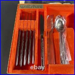 Boxed Nos Vintage Retro Wiltshire Stainless Steel Cutlery Flatware Setting Rose