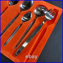 Boxed Nos Vintage Retro Wiltshire Stainless Steel Cutlery Flatware Setting Rose