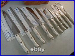 CUTCO Pearl White Homemaker 10 PC Knife Set + Oak Block + Sleeves/Manual VGUC