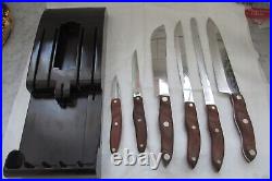 CUTCO VTG. (6) KNIFE SET #20-25 With WALL RACK 1970'S BARELY USED CLEAN EXCELLENT