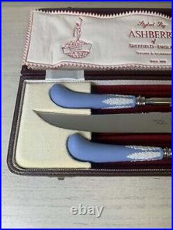 Carving Knife Set Wedgwood Jasperware Blue Handle Knife Ashberry Vintage