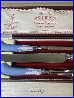 Carving Knife Set Wedgwood Jasperware Blue Handle Knife Ashberry Vintage