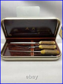 Case XX Trio Carving Knife Set With Stag Handles rare display case pat 2147079