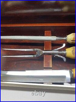 Case XX Trio Carving Knife Set With Stag Handles rare display case pat 2147079