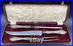 Cheltenham Sheffield England Sterling Silver Handles Carving Set 3 pieces with Box